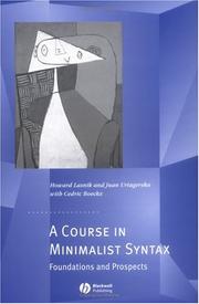 Cover of: A course in minimalist syntax: foundations and prospects