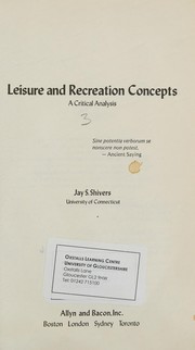 Cover of: Leisure and recreation concepts: a critical analysis
