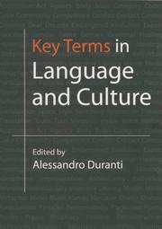 Key terms in language and culture