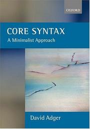 Cover of: Core syntax: a minimalist approach