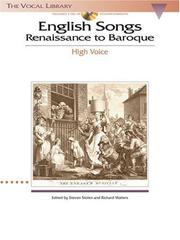 Cover of: English Songs: Renaissance to Baroque - High Voice (Book/CD): The Vocal Library