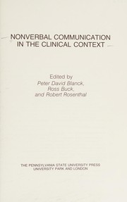 Cover of: Nonverbal communication in the clinical context