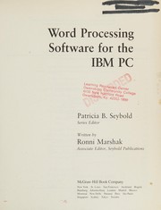 Cover of: Word processing software for the IBMPC
