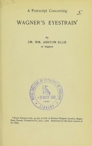 Cover of: A postscript concerning Wagner's eyestrain