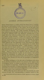 Cover of: Animal intelligence