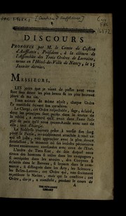 Cover of: Discours, prononce  par M. le comte de Custine d'Aufflance, pre sident, a   la clo ture de l'assemble e des trois ordres de Lorraine