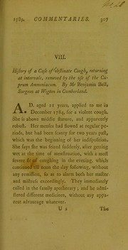 Cover of: History of a case of obstinate cough, returning at intervals, removed by the use of the cuprum ammoniacum