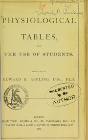 Cover of: Physiological tables, for the use of students
