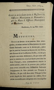 Cover of: Copie de la lettre a   messieurs les officiers municipaux de Montauban