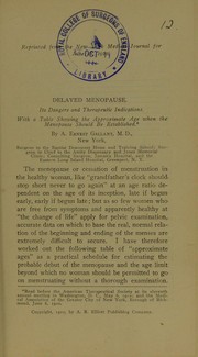 Delayed menopause by A. Ernest Gallant