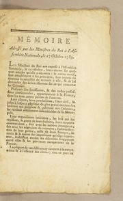 Cover of: Mémoire adressé par les ministres du roi, à l'Assemblée nationale, le 27 octobre 1789