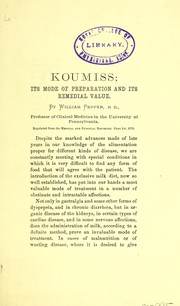 Cover of: Koumiss : its mode of preparation and its remedial value