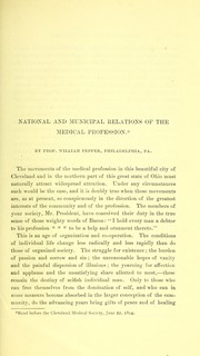 Cover of: National and municipal relations of the medical profession