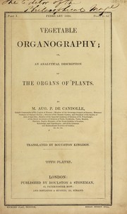 Cover of: Vegetable organography; or, an analytical description of the organs of plants