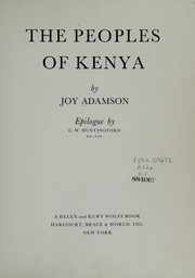 Cover of: The peoples of Kenya: Epilogue by G.W. Huntingford