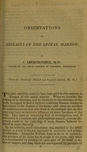 Cover of: Observations on diseases of the spinal marrow