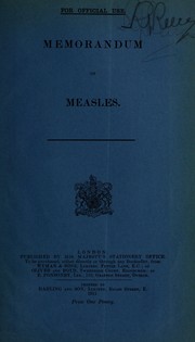 Cover of: Memorandum on measles