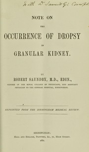 Cover of: Note on the occurrence of dropsy in granular kidney