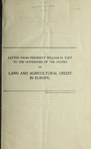 Cover of: Letter to the governors of the states on land and agricultural credit in Europe