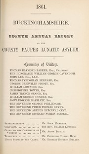 Cover of: Eighth annual report on the County Pauper Lunatic Asylum