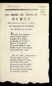 Cover of: La prise de Toulon: hymne pour la fe te de la victoire, 10 nivose