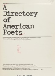Cover of: A directory of American poets: including names and addresses of 1300 poets and contemporary writers whose work has been published in the United States.