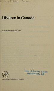 Cover of: Divorce in Canada