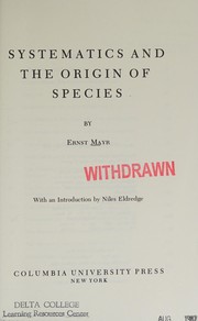 Cover of: Systematics and the origin of species
