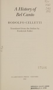 Cover of: A history of bel canto