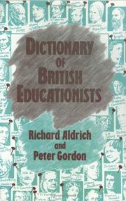 Cover of: Dictionary of British Educationists