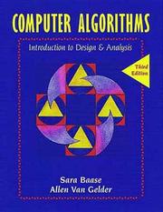 Cover of: Computer Algorithms by Sara Baase, Allen Van Gelder