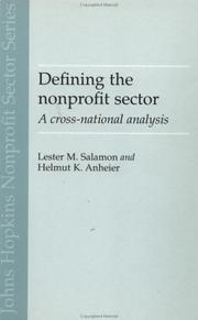 Cover of: Defining the nonprofit sector: a cross-national analysis