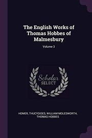 Cover of: English Works of Thomas Hobbes of Malmesbury; Volume 3