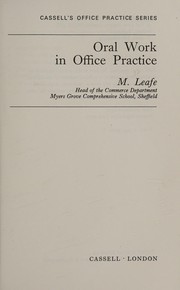 Cover of: Oral Work in Office Practice
