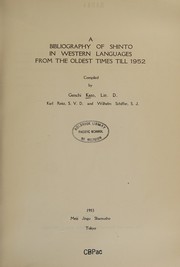 Cover of: A bibliography of Shinto in Western languages, from the oldest times till 1952