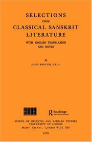 Cover of: Selections from classical Sanskrit literature by Brough, John
