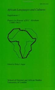 Cover of: Papers in Honour of R. C. Abraham (1890-1963) (African Languages & Cultures)
