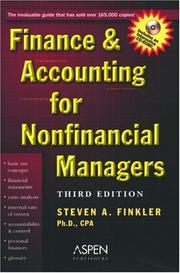 Cover of: Finance & Accounting for Nonfinancial Managers by Steven A. Finkler