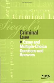 Cover of: Siegel's Criminal Law (Siegel's)