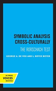 Cover of: Symbolic Analysis Cross-Culturally: The Rorschach Test