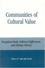 Cover of: Communities of Cultural Value: Reception Study, Political Differences, and Literary History
