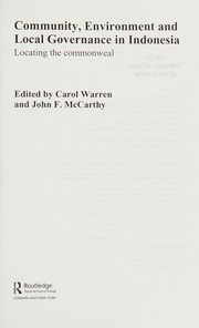 Environment and Governance in Indonesia by John; McCarthy