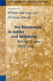 Cover of: Der Kommentar in Antike und Mittelalter