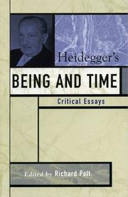 Cover of: Heidegger's Being and Time: Critical Essays (Critical Essays on the Classics)