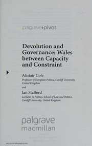 Cover of: Devolution and governance: Wales between capacity and constraint