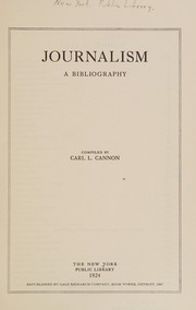 Cover of: Journalism, a bibliography.