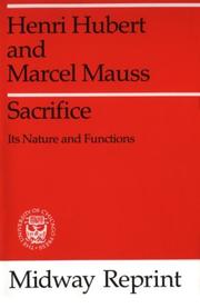 Cover of: Sacrifice: Its Nature and Functions
