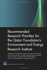 Cover of: Recommended research priorities for the Qatar Foundation's Environment and Energy Research Institute / Nidhi Kalra ... [et al.].