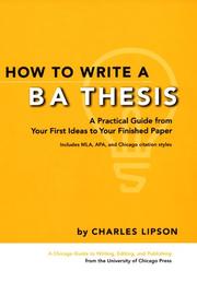 How to Write a BA Thesis by Charles Lipson