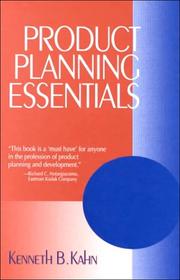 Cover of: Product Planning Essentials by Kenneth B. Kahn